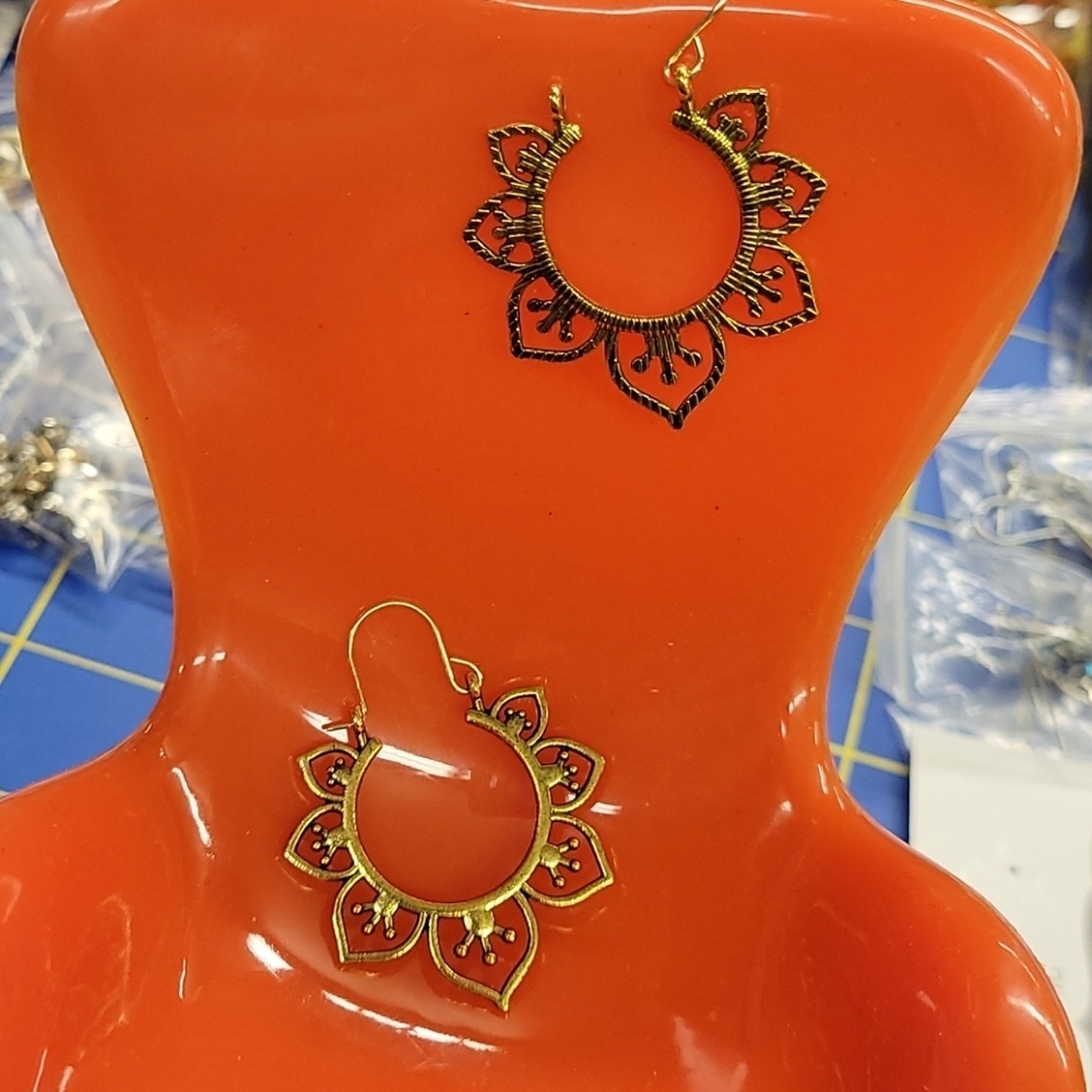 Bohemian Gold Tone Filigree Style Earrings